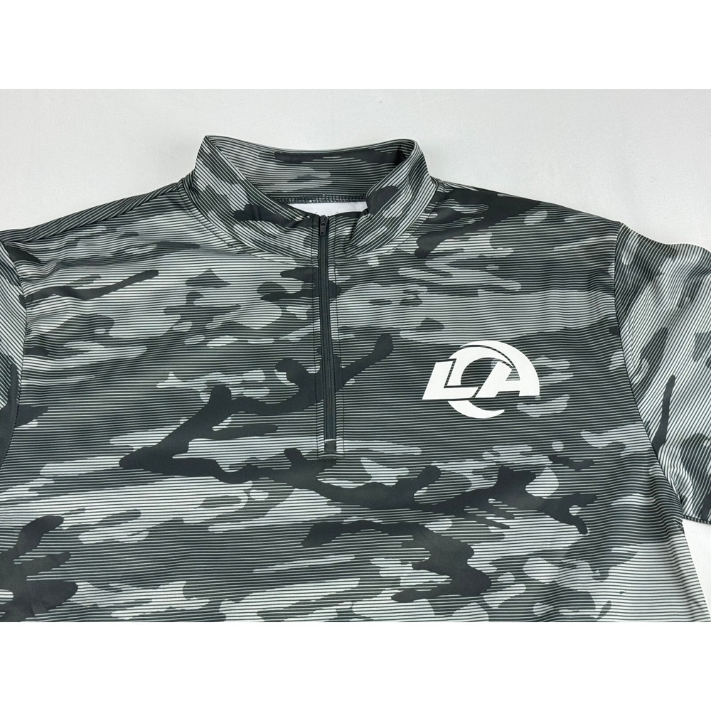 Los Angeles Rams Adult L ~ 1/3 Zip Pullover Gray Black Camo NFL Football NEW